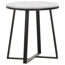 CoasterEveryday 723237 Hugo - Round Faux Marble End Table - White And Matte Black