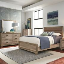 Liberty Furniture 439-BR-CKUBDM Sun Valley - 3 Piece Bedroom Set (California King Uphosltered Bed, Dresser & Mirror) - Light Brown