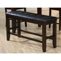 ACME 74634 Urbana - Counter Height Bench - Black PU & Espresso