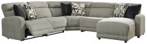 Signature Design by Ashley® 54405S7 Colleyville - Stone - 5-Piece Power Reclining Sectional
