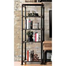 Furniture of America CM5913-PC Kebbyll - Pier Cabinet - Antique Black / Natural Tone
