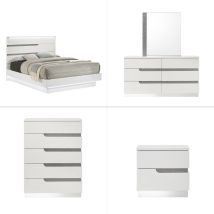 New Classic 00-B69-35C New Classic 00-B69-35C Paradox - 5/0 Queen 5 Piece Bedroom Set (Bed & Dresser & Mirror & Chest & Nightstand) - White