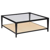 Coaster Fine Furniture 710658 Amherst - Glass Top Metal with Cane Shelf Coffee Table - Black