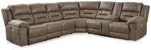 Signature Design by Ashley® 83106S4 Ravenel - Fossil - 4-Piece Power Reclining Sectional With Raf Power Reclining Loveseat With Console