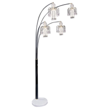 CoasterEssence 1771N Maisel - Hanging Crystal Arc Tree Floor Lamp - Black