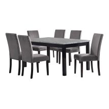 New Classic 41-400-GYD6C Celeste - 64" Dining Table With 6 Chairs - Gray