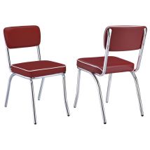 CoasterEveryday 2450R Retro - Upholstered Dining Side Chair (Set of 2) - Red