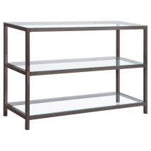 CoasterEssence 720229 Trini - 2-Shelf Glass Top Entryway Console Table - Black Nickel