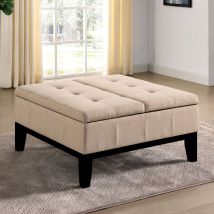 Furniture of America CM-AC365BG Fazio - Storage Ottoman - Beige