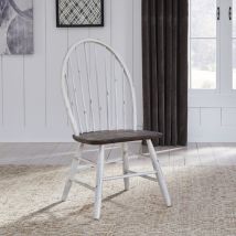 Liberty Furniture 139WH-C1000S Farmhouse - Windsor Back Side Chair - Two Tone White / Wood Tone