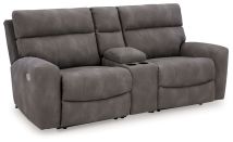 Signature Design by Ashley® 61003S3 Next-gen Durapella - Slate - 3-Piece Power Reclining Sectional Loveseat With Console