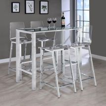 Coaster Fine Furniture 104873-S5 Tolbert - 5 Piece Bar Set With Acrylic Chairs - Clear And Chrome