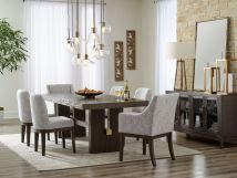 Ashley Furniture D984/45/01(6)/01A(2)/60 Burkhaus - 10 Pc. - Dining Room Extension Table, 6 Side Chairs, 2 Arm Chairs, Server - Dark Brown