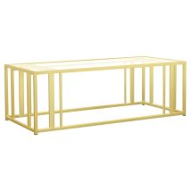 CoasterEssence 723608 Adri - Rectangular Glass Top Coffee Table - Matte Brass