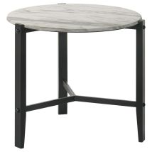 CoasterEssence 753537 Tandi - Round Faux Marble Side End Table - White And Black
