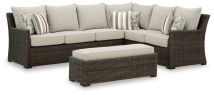 Signature Design by Ashley® P465-822 Brook Ranch - Brown - Sofa Sectional, Bench With Cushion (Set of 3)