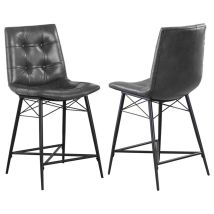 CoasterEssence 107859 Aiken - Upholstered Tufted Counter Chair (Set of 2) - Charcoal