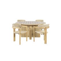 New Classic 60-G6201-D4C Sedona - 5 Piece Round Patio Dining Table With 4 Patio Chairs - Natural