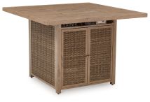 Ashley Furniture P749-665 Walton Bridge - Square Bar Table W/Fire Pit - Driftwood