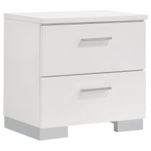 CoasterEssence 203502 Felicity - 2-Drawer Nightstand - White High Gloss