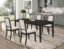CoasterEveryday 101561-S5 Louise - 5 Piece Rectangular Extension Leaf Dining Set - Black