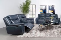 Coaster Fine Furniture 610271-S2 Sloane - 2 Piece Upholstered Reclining Sofa Set - Blue