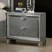 Furniture of America FOA7147N Emmeline - Nightstand With USB Outlet - Silver