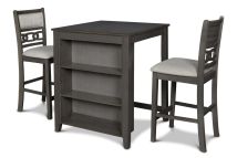 New Classic D1701-32S-GRY Gia - Counter Table With 2 Chairs & Storage Shelf - Gray