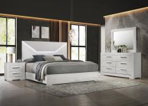 Coaster Fine Furniture 224941Q-S4 Ives - 4 Piece Queen Bedroom Set - White High Gloss