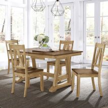 Liberty Furniture 62BR-CD-5TRS Lindsey Farm - 5 Piece Trestle Table Set - Natural & Brown