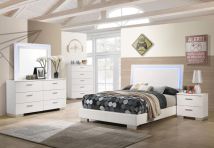 CoasterEssence 203500F-S5L Felicity - 5 Piece Upholstered Full Bedroom Set - White High Gloss