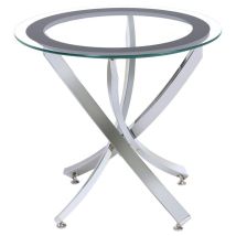 CoasterEssence 702587 Brooke - Round Glass Top Side End Table Metal Base - Chrome