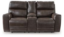 Ashley Furniture PCU6450618 Crossplex - Power Reclining Loveseat / Console / Adjustable Headrest - Smoke