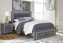 Ashley Furniture B214B12 Lodanna - Queen Platform Bed With 2 Storage Drawers - Gray
