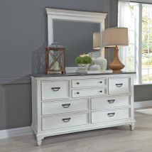 Liberty Furniture 417-BR-DM Allyson Park - Dresser & Mirror (8 Drawer Dresser) - Wirebrushed White / Charcoal