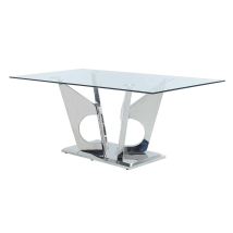 ACME DN01191 Azriel - Dining Table - Clear Glass & Mirrored Silver Finish