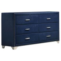 CoasterEveryday 223373 Melody - 6-Drawer Upholstered Dresser - Pacific Blue