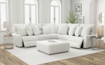 Jackson Furniture Industries 633/66/68/67/628-01 Majesty - 3 Piece Deep Seating Power Reclining Sectional With 1 Castered Cocktail Ottoman - White