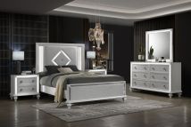 New Classic 00-1583-35N New Classic 00-1583-35N Stardust - 5/0 Queen 5 Piece Bedroom Set (Bed & Dresser & Mirror & 2 Nightstands) - White