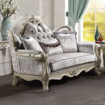 ACME LV03821 Libertee - Loveseat With 3 Pillows - Beige Fabric & Champagne