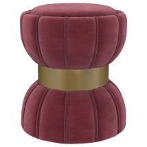 Coaster Fine Furniture 910290 Sora - Round Upholstered Ottoman - Berry