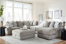 Benchcraft® 20305/64/77/46(3)/17/11 Benchcraft® 20305/64/77/46(3)/17/11 Aslan Court - 7 Pc. - 6-Piece Sectional With Raf Corner Chaise, Ottoman - Pebble