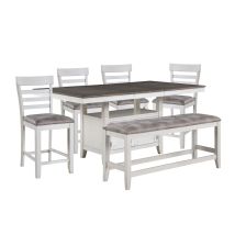 New Classic 40-7522-C4CB New Classic 40-7522-C4CB Richland - Counter Table With 4 Chairs And 1 Bench - White