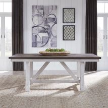 Liberty Furniture 139WH-T4078 Farmhouse - Fixed Top Trestle Table - Two Tone White / Wood Tone