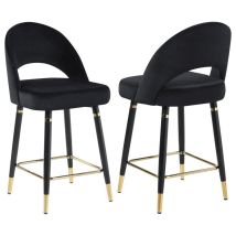 CoasterEssence 193569 Lindsey - Velvet Upholstered Counter Chair (Set of 2) - Black