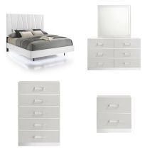 New Classic 00-1840-35C New Classic 00-1840-35C Europa - 5/0 Queen 5 Piece Bedroom Set (Bed, Dresser, Mirror, Chest, Nightstand) - White