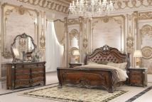 New Classic 00-2477-25N New Classic 00-2477-25N Bella Notte - 6/0 Western King 5 Piece Set (Padded Sleigh Bed, Dresser, Mirror, 2 Nightstands) - Cherry