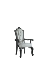 ACME 68833 House - Delphine - Chair (Set of 2) - Two Tone Ivory Fabric, Beige PU & Charcoal Finish