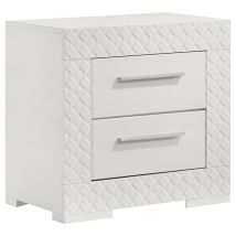 Coaster Fine Furniture 224942 Ives - 2-Drawer Nightstand Bedside Table - White High Gloss