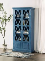 Furniture of America EM-AC094BL Zenia - Curio Cabinet - Denin Blue